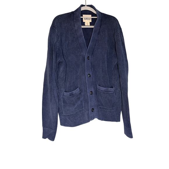 GAP 1969 Premium blue ribbed button up cardigan sweater - Picture 2 of 9